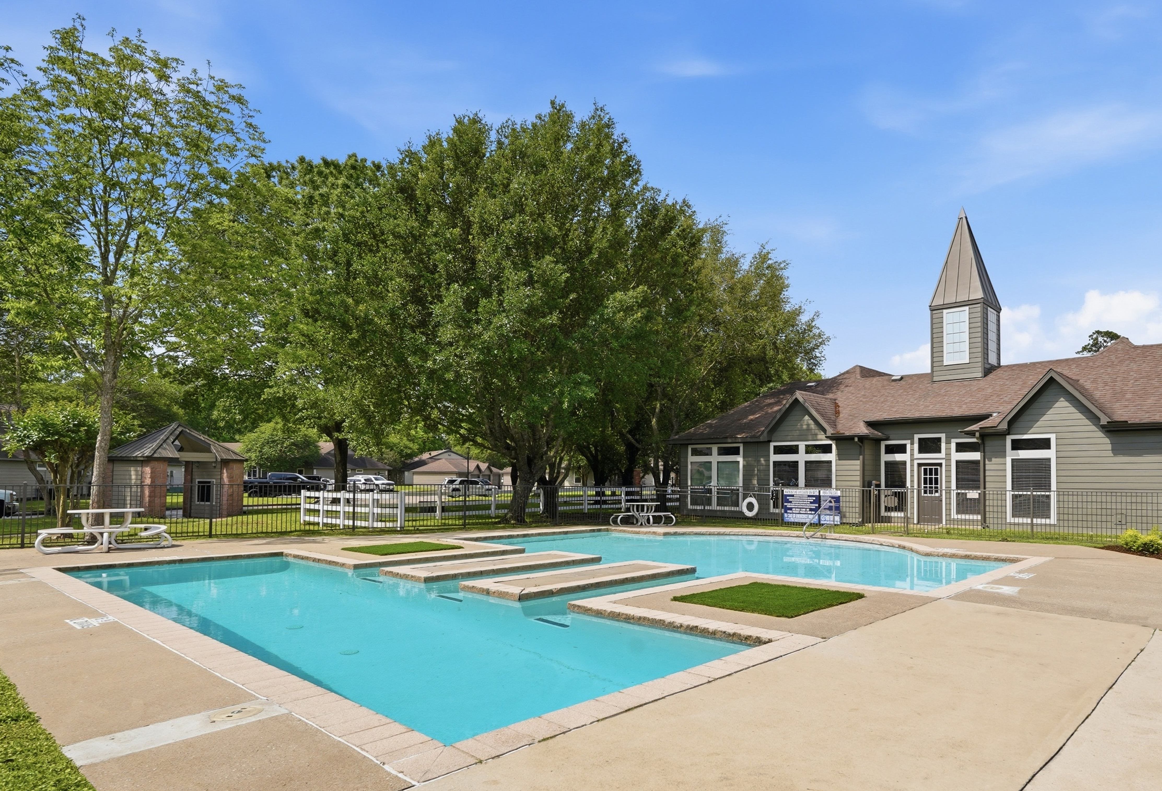 Resort style pool at Dayton Park Apartments in Dayton TX